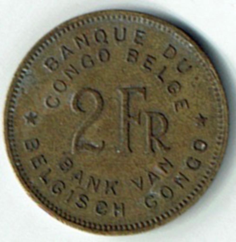 2 Fr Belgisch Congo 1947, Verzenden, Overige landen, Losse munt