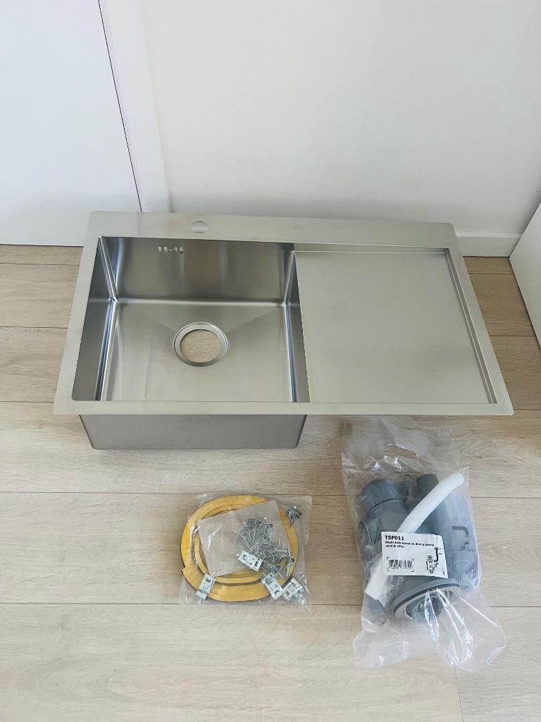 INOX spoelbak van 780 x 480 mm links - Alveus Quarto (NIEUW), Huis en Inrichting, Keuken | Keukenelementen, Ophalen, Minder dan 50 cm