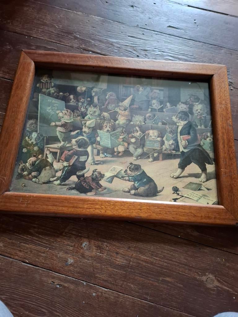 Cadre avec chiens. 48×36 cm, Antiquités & Art, Enlèvement