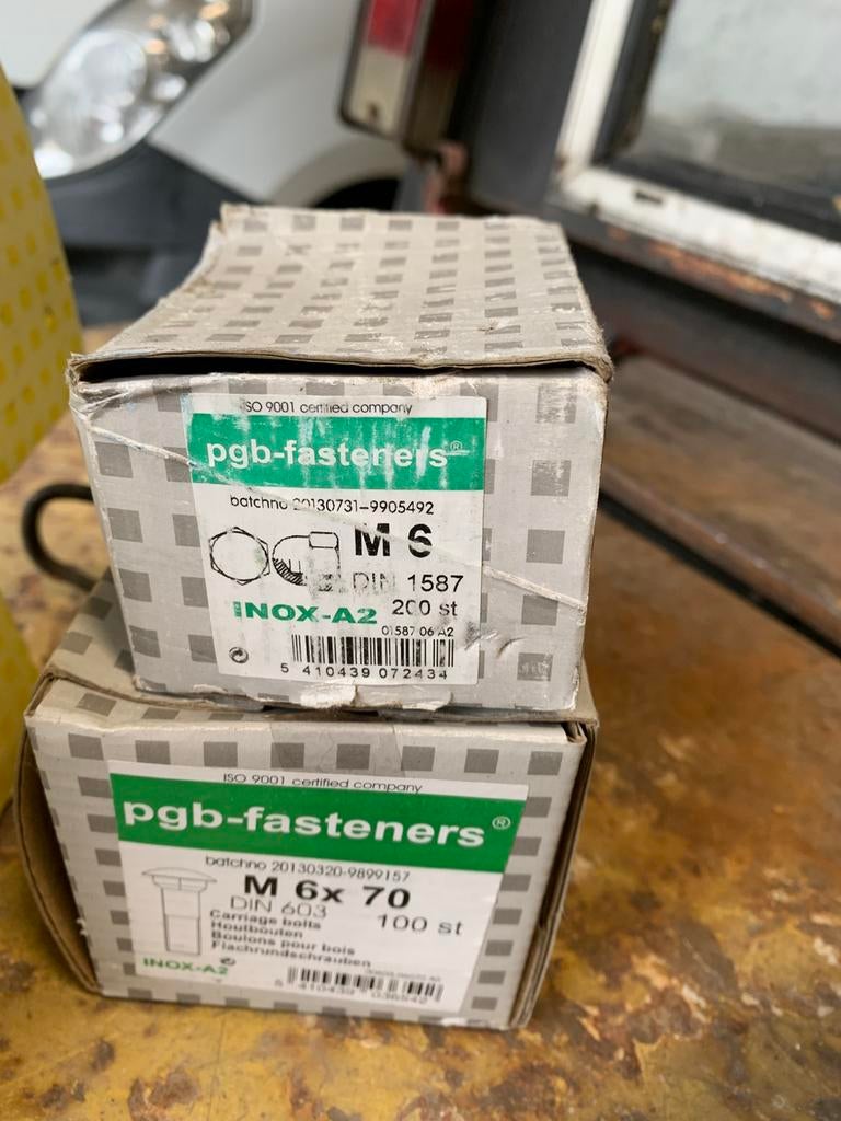 PGB Fasteners Houtbout en moer, Bricolage & Construction, Quincaillerie & Fixations, Enlèvement, Neuf, Boulons ou Écrous, Inox