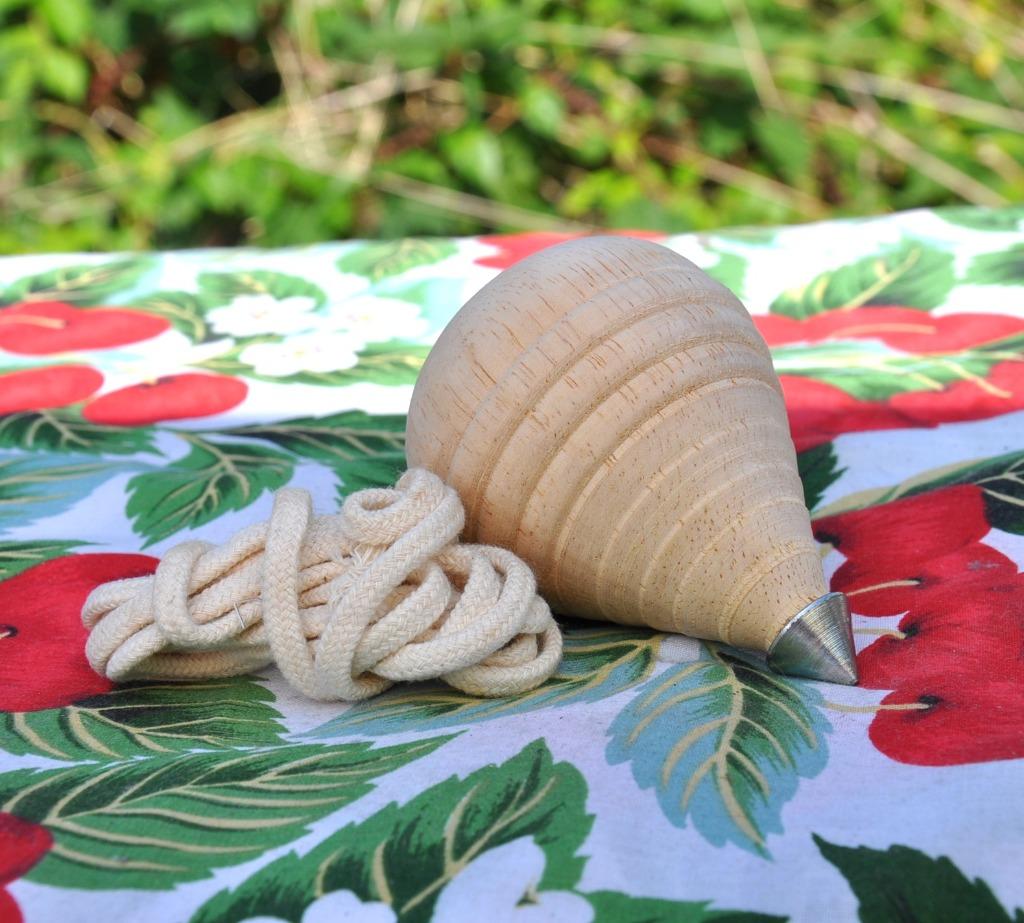 toupie en bois avec corde lanceur vintage, Enlèvement ou Envoi