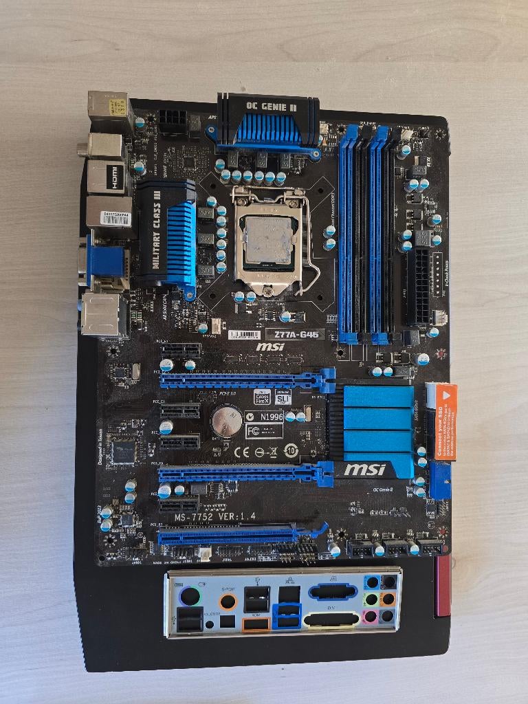 Carte mère MSI Z77A-G45 + Intel i7-3770K, Computers en Software, Moederborden, Ophalen, DDR3, Zo goed als nieuw, ATX