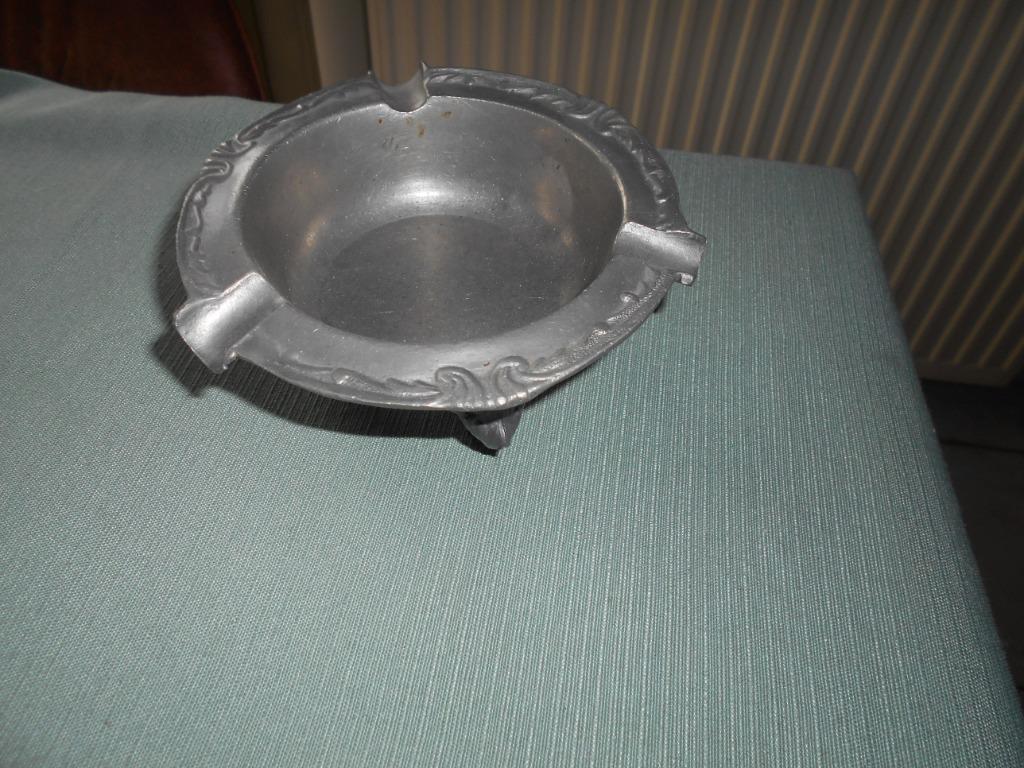 Tinnen asbak dia 13cm, hoogte 7cm - perfecte staat, Antiek en Kunst, Ophalen of Verzenden