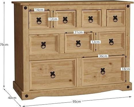 Armoire à 9 tiroirs | pin massif | LIVRAISON GRATUITE, Maison & Meubles, Armoires | Vitrines, Neuf, VIDA DESIGNS, -, -