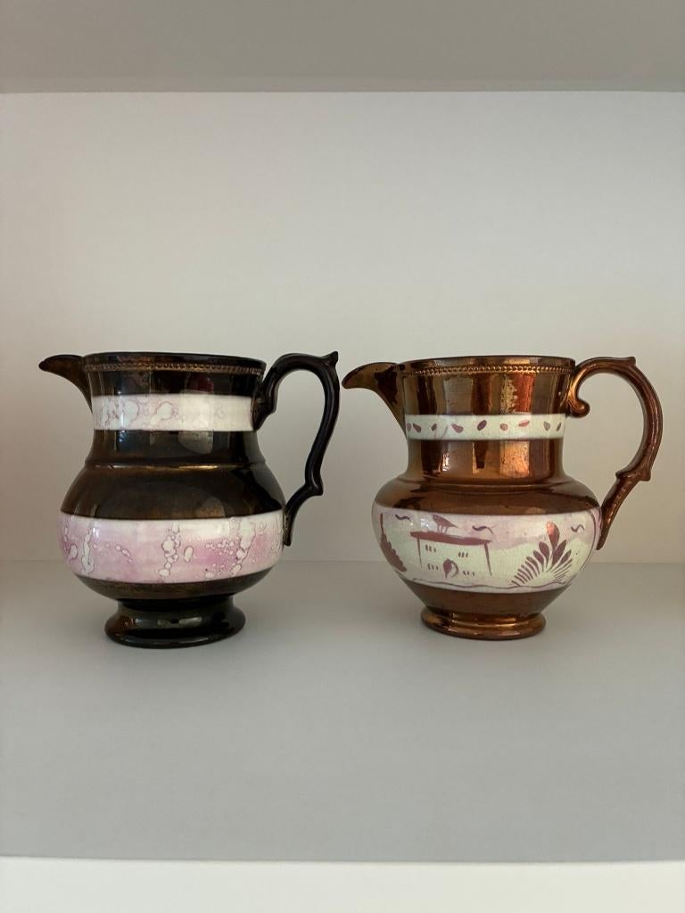 Copper Luster Ceramic Pitcher (2-set), Antiquités & Art, Antiquités | Bronze & Cuivre, Cuivre, Enlèvement ou Envoi