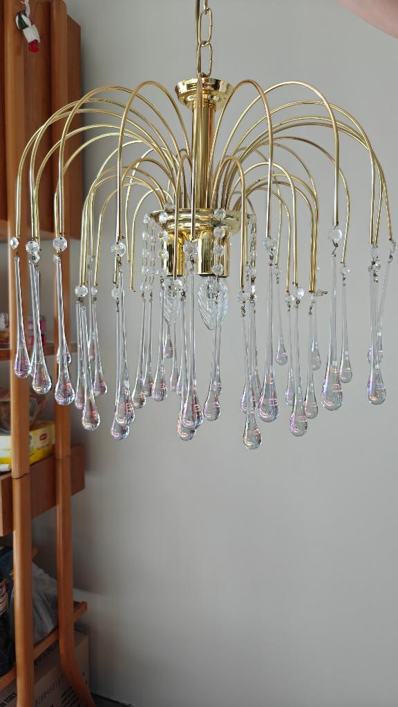 Vintage teardrop luster, Huis en Inrichting, Lampen | Kroonluchters, Ophalen, Gebruikt, Glas