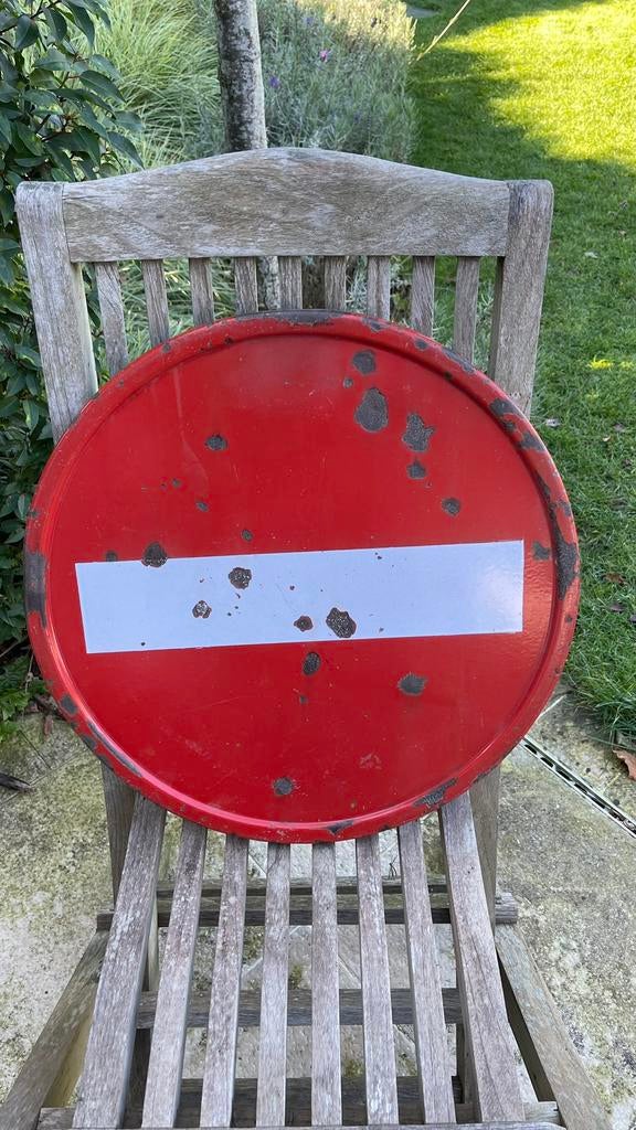 Panneau de signalisation en émail., Collections, Enlèvement ou Envoi, Utilisé, Ustensile