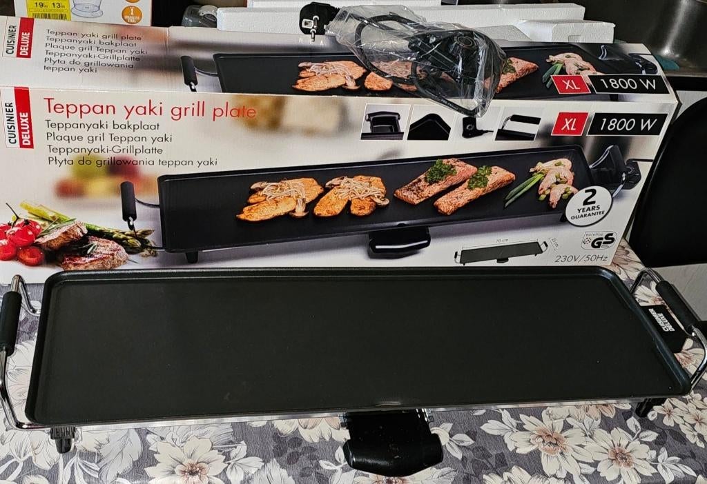 teppan yaki grill XL 1800 watt zo goed als nieuw, Elektronische apparatuur, Grillplaten, Ophalen, Zo goed als nieuw, Tafelgrill