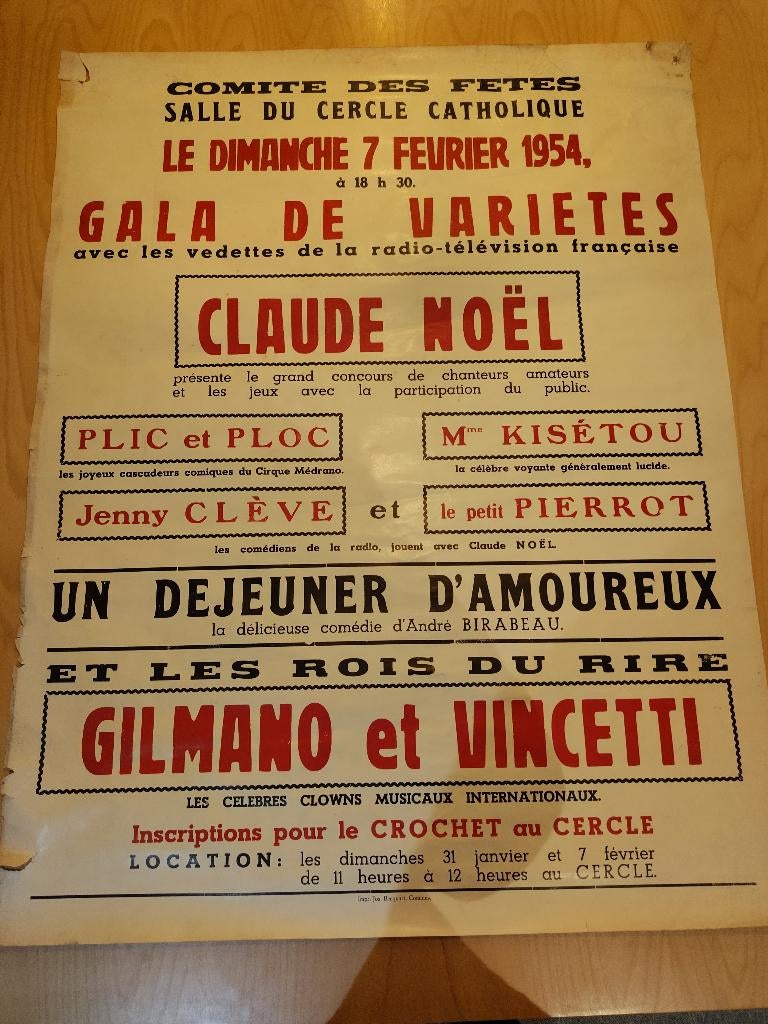 Affiche 1954 comité des fetes comines, Verzamelen, Ophalen of Verzenden