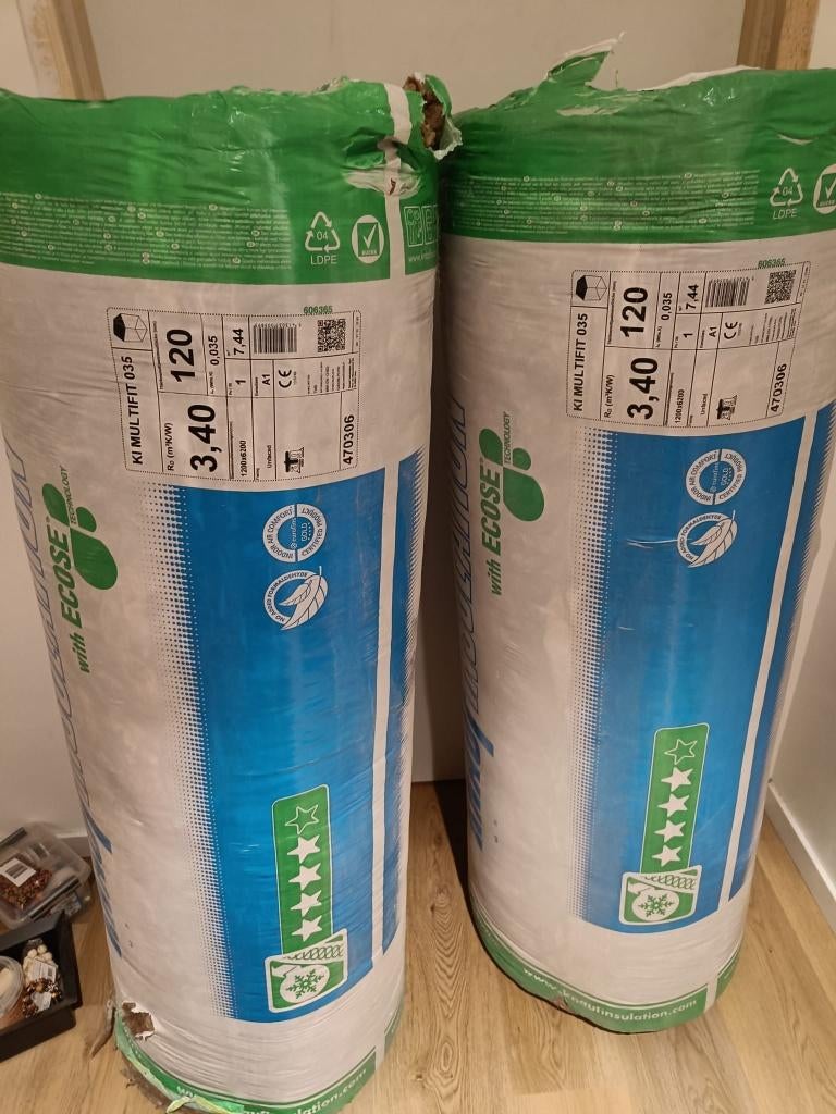 'Knauf Rotswol Naturoll 035 | 120mm | 6200x1200mm, 12 cm of meer, Nieuw, Steenwol, 5 tot 10 m²