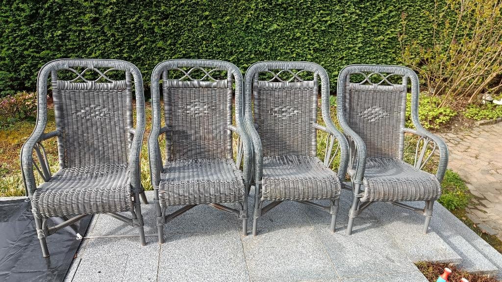 Set van 4 rotan tuinstoelen, Tuin en Terras, Ophalen, Gebruikt, Rotan