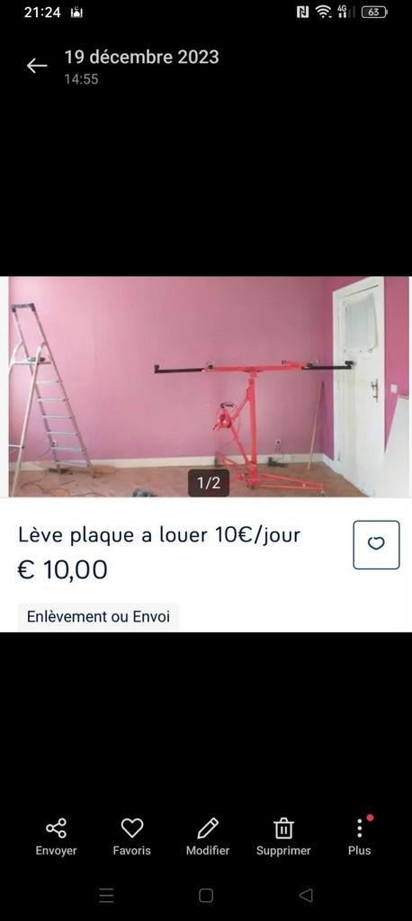 Lève plaque a louer 10€/jours, Bricolage & Construction, Plaques & Panneaux, Enlèvement ou Envoi