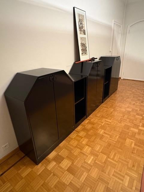 Vintage Pastoe design moderne zwarte woonkamer wandkast., Enlèvement, Utilisé