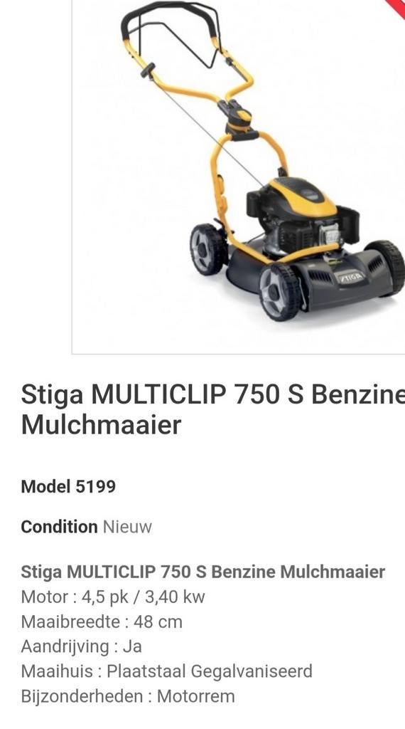Grasmaaier Stiga 750 S, Enlèvement