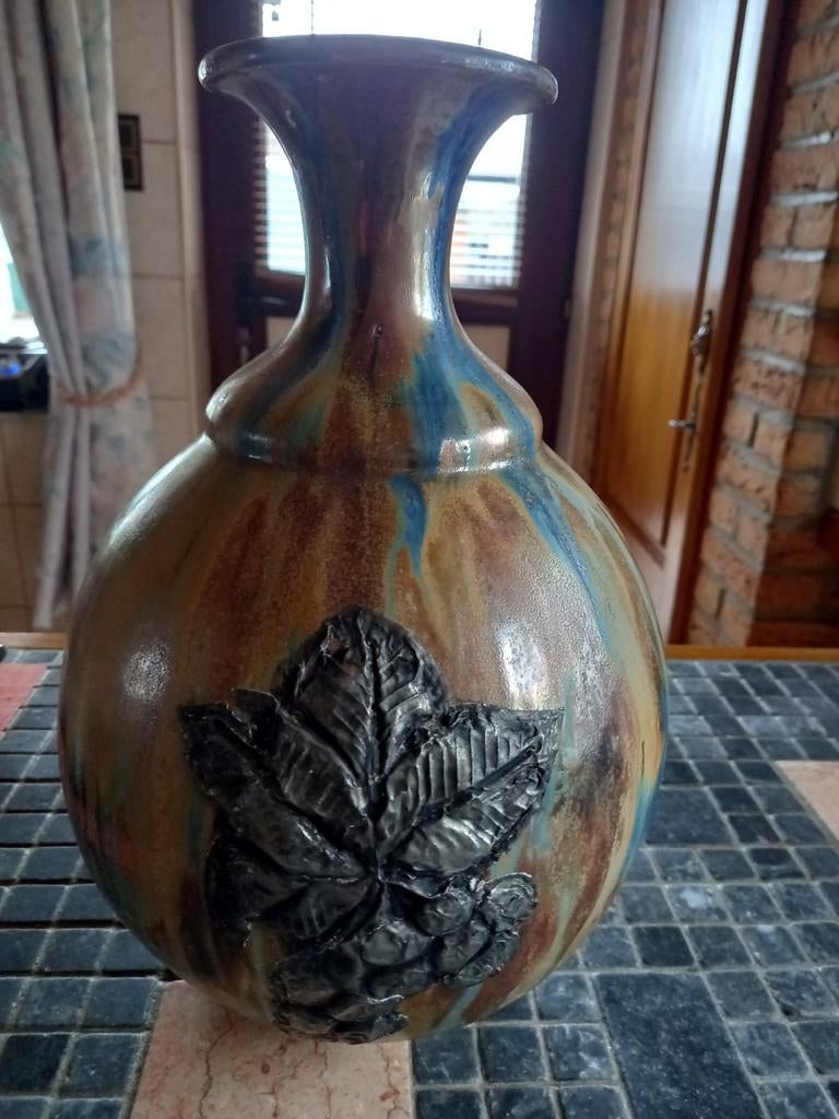 Vase guerin avec etain flamé bleu n 79 e, Antiquités & Art, Enlèvement ou Envoi