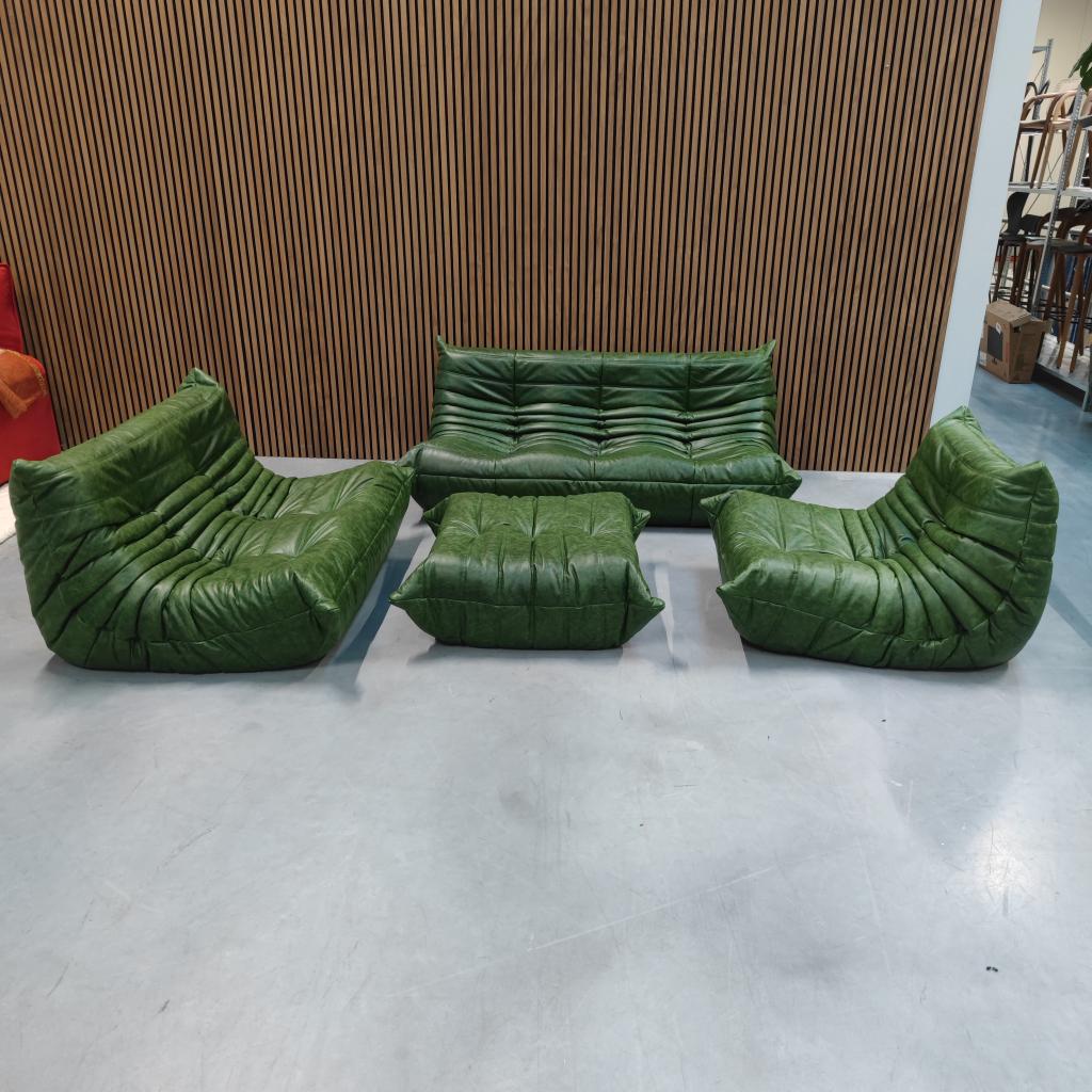 Ligne Roset Togo set - Rustical green leder, Ophalen of Verzenden