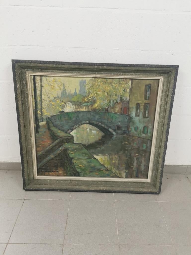 Peinture de L Van der Smissen : canal et pont à Bruges, Enlèvement
