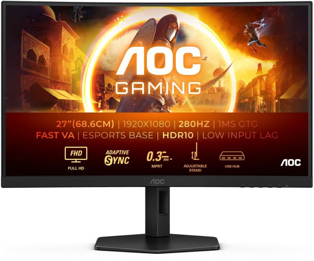 AOC GAMING C27G4ZXU 27 Full HD 280Hz Curved VA Monitor, Computers en Software, Monitoren, HDMI, IPS, Zo goed als nieuw, 1 tot 2 ms