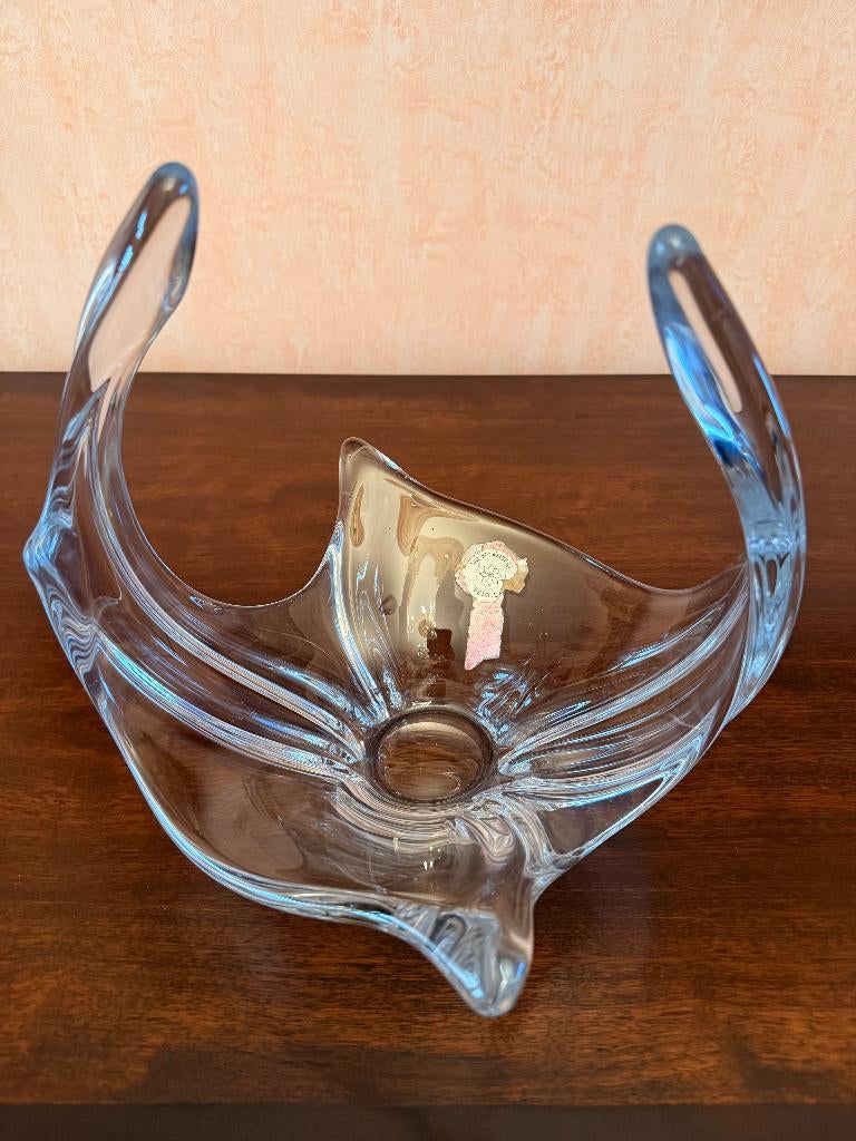 Coupe design Val Saint Lambert - Cristal signé  - 28cm, Enlèvement ou Envoi