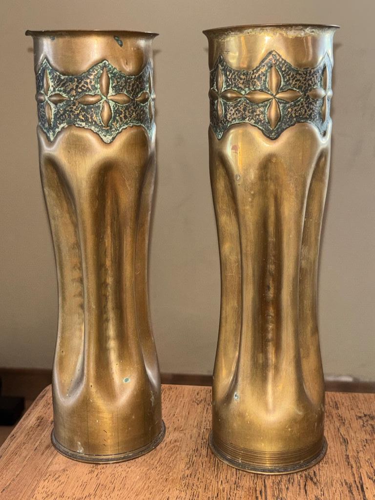 2 obussen ‘trench art’ 29cm, Ophalen of Verzenden