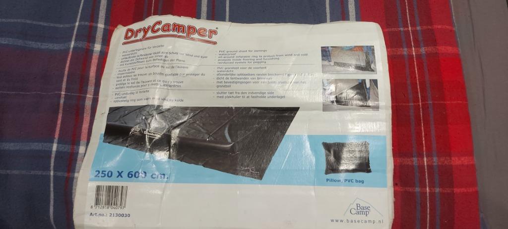 DryCamper 250 x 600 cm Grondzeil met opblaasbare randen, Caravanes & Camping, Accessoires de camping, Utilisé, Enlèvement