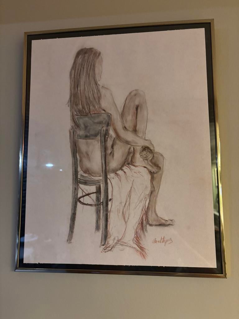 Litho naakte vrouw gesigneerd, Ophalen of Verzenden