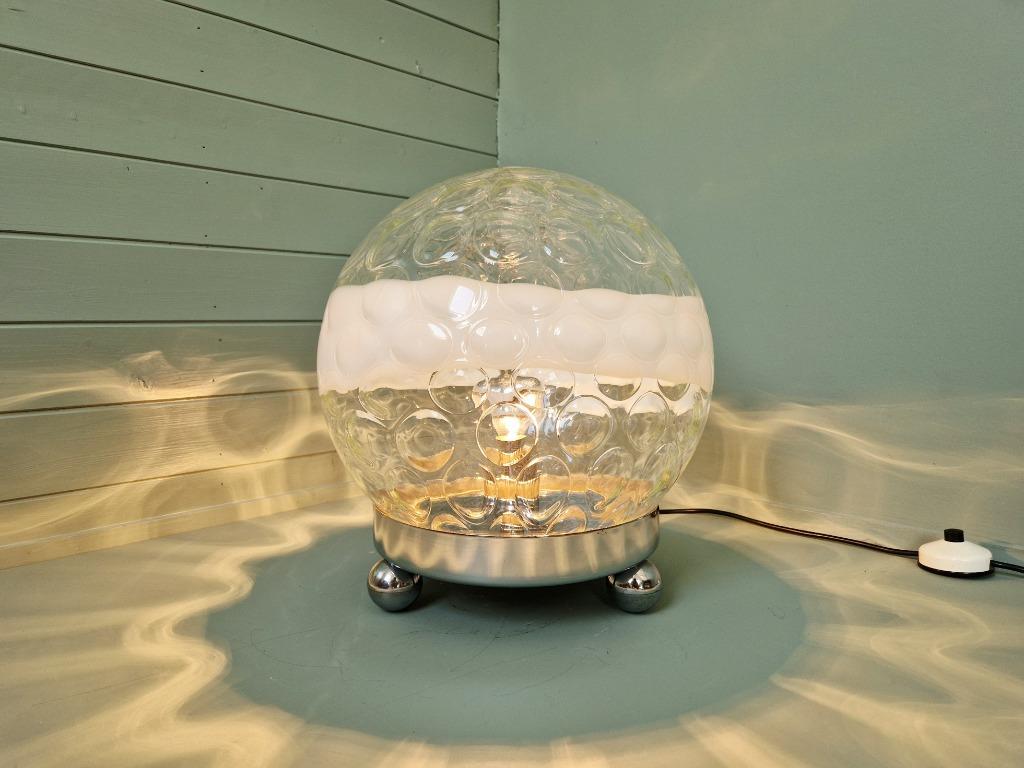 Grote tafellamp in geblazen honingraatglas, 1970, Antiek en Kunst, Ophalen of Verzenden