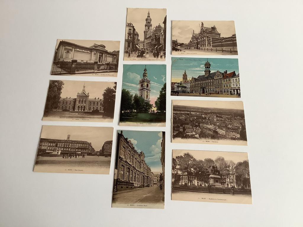10 oude ongelopen postkaarten Mons - Bergen, Verzamelen, Postkaarten | België, Ophalen of Verzenden, Voor 1920, Gelopen, Henegouwen