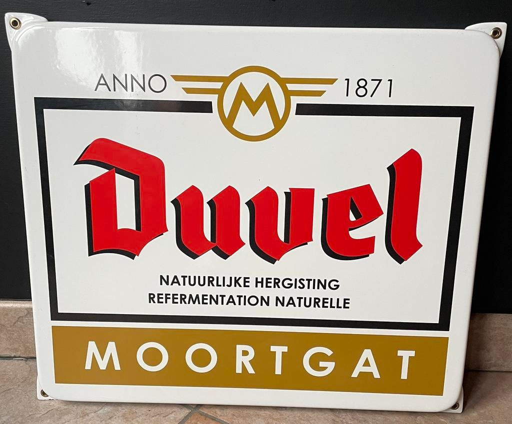 Vintage emaille bord duvel moortgat mancave retro, Ophalen of Verzenden, Zo goed als nieuw