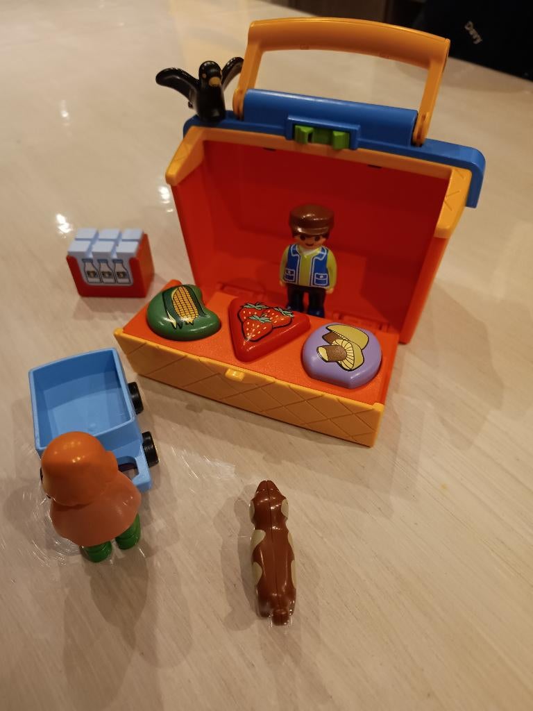 playmobil 1.2.3 meeneem marktkraam, Kinderen en Baby's, Speelgoed | Playmobil, Zo goed als nieuw, Complete set, Ophalen