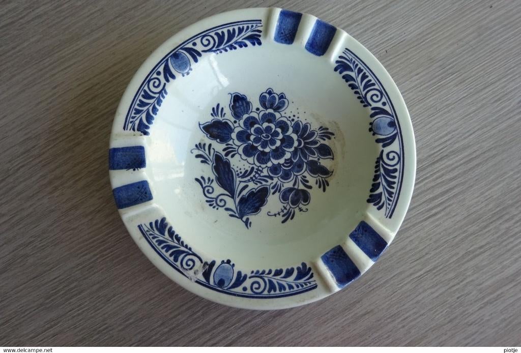 porselein bord Delfts Blauw (asbak cendrier) bloemen fleurs, Enlèvement ou Envoi