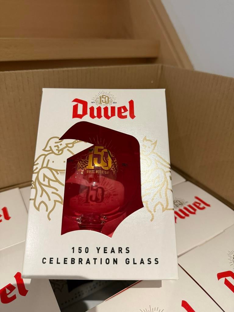 Duvel glas 150 jaar (doos van 12 stuks), Ophalen of Verzenden, Zo goed als nieuw