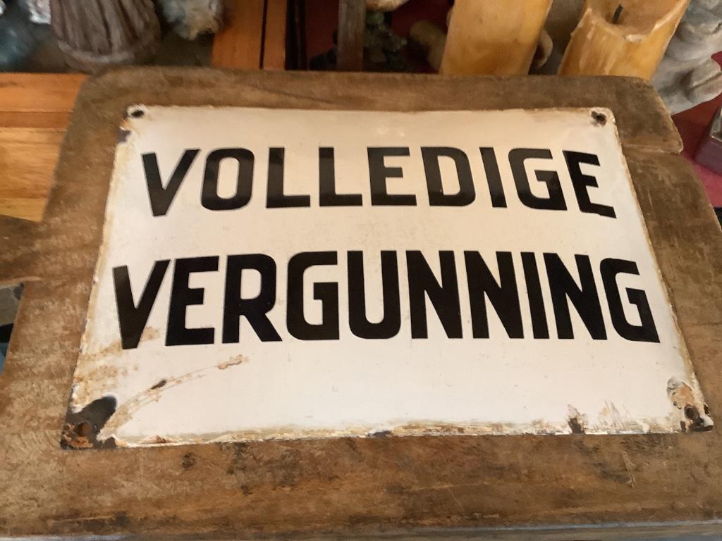 Emaille bord voor achter Cafetoog, Ophalen
