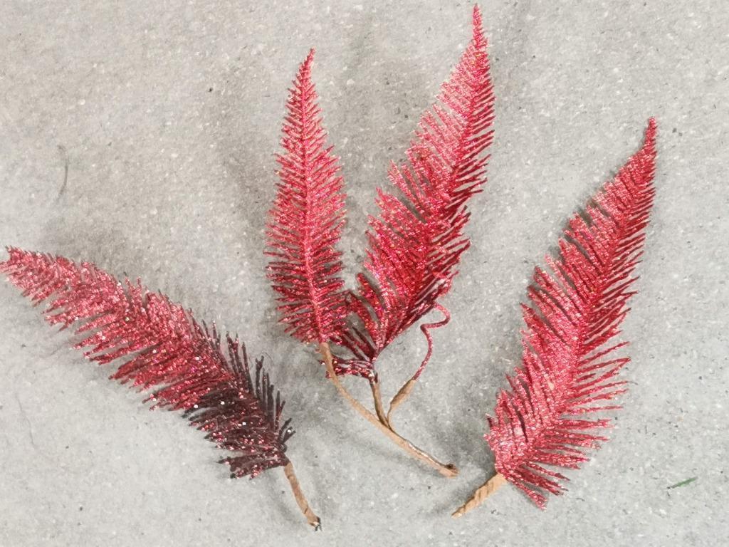 rode glitter bladeren kerstversiering - 20cm, Ophalen of Verzenden, Zo goed als nieuw