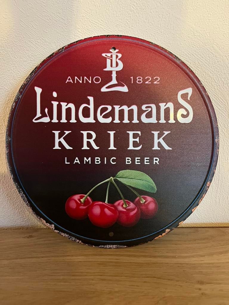 Plaque metallique lindemans kriek, Collections, Marques & Objets publicitaires, Enlèvement ou Envoi, Comme neuf