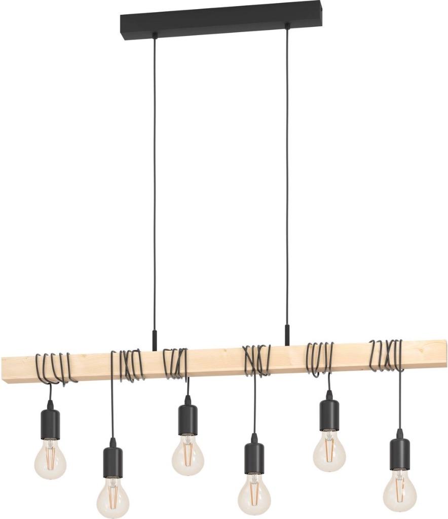 Lampe suspendue Eglo Townshend en chêne, Enlèvement ou Envoi, Comme neuf, Bois, 50 à 75 cm