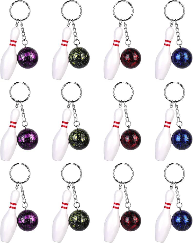 12x Bowling sleutelhanger set mini bowlingbal + kegel Nieuw, Ophalen of Verzenden, Nieuw, Sport