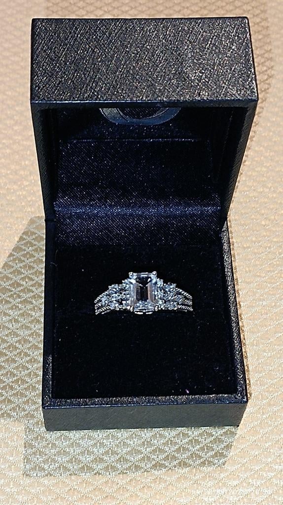 Bague en argent massif plaqué platine avec aigue marine, Bijoux, Sacs & Beauté, Bagues, Neuf, Argent, Argent, Enlèvement ou Envoi