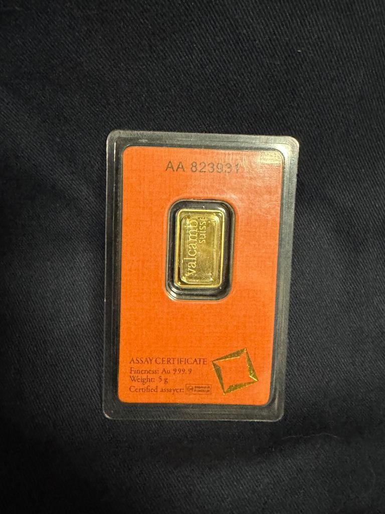 Lingot d'or 5 grammes Valcambi Suisse, Timbres & Monnaies, Métaux nobles & Lingots, Or, Enlèvement ou Envoi