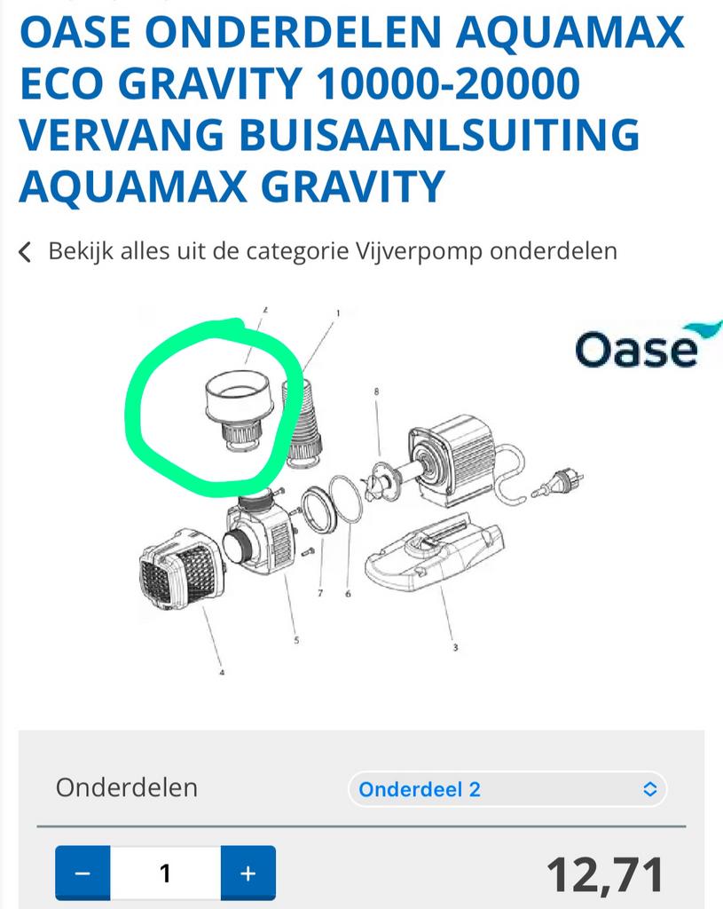 OASE ONDERDELEN AQUAMAX ECO GRAVITY 10000-20000, Enlèvement ou Envoi, Neuf, Pompe de bassin