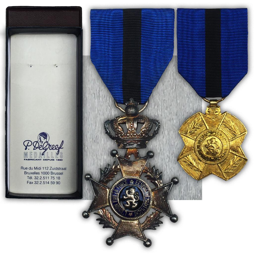 🚨2 ORDRES LEOPOLD II MÉDAILLE D'OR + CHEVALIER - 2 DEVISES, Collections, Envoi, Armée de terre, Ruban, Médaille ou Ailes