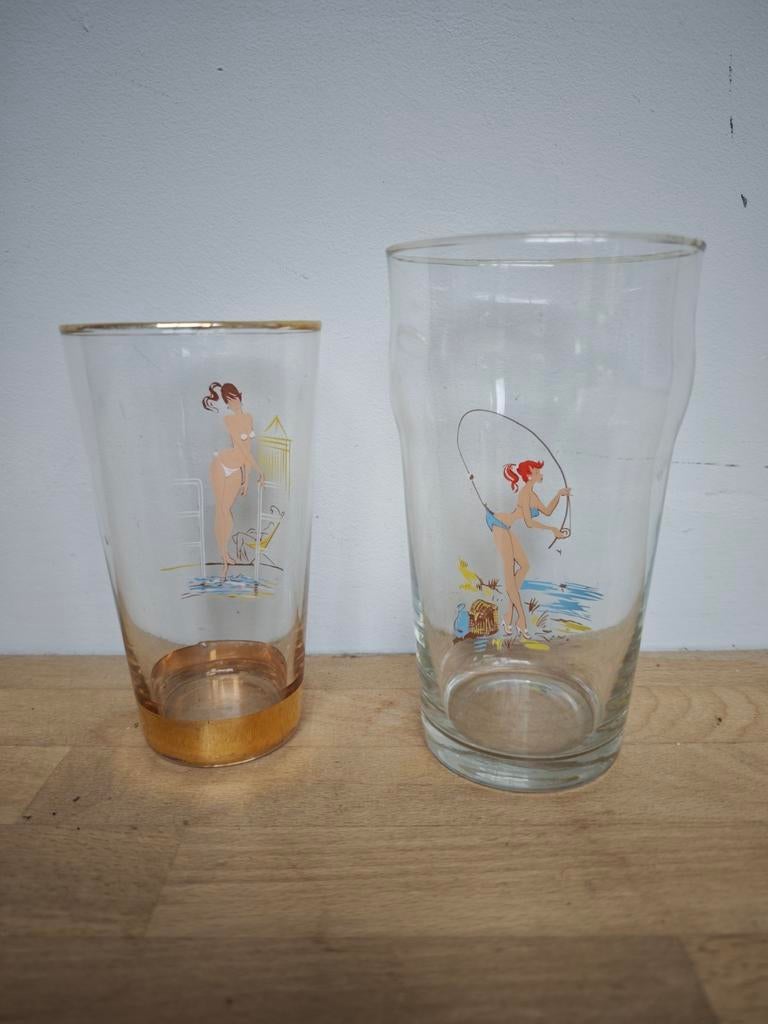 Pin-up glazen 1960 vintage, Verzamelen, Ophalen of Verzenden, Zo goed als nieuw
