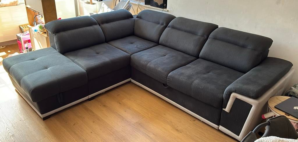 Canape d’angle noir 3 places, Maison & Meubles, Canapés | Coins salons complets, Enlèvement, Utilisé, Tissus