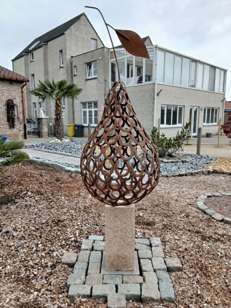 Tuinbeeld & peer uit paardenhoefijzers, Tuin en Terras, Ophalen