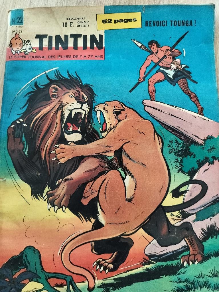 Tintin. Le journal des jeunes de 7 à 77 ans de1962 complet, Livres, Enlèvement ou Envoi, Série complète ou Série, Utilisé, Hergé