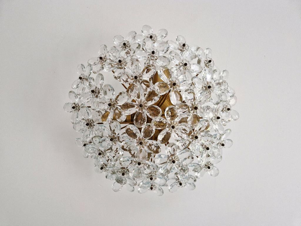 Grote Italiaanse plafondlamp, Murano-glas bloemen,1970, Ophalen of Verzenden