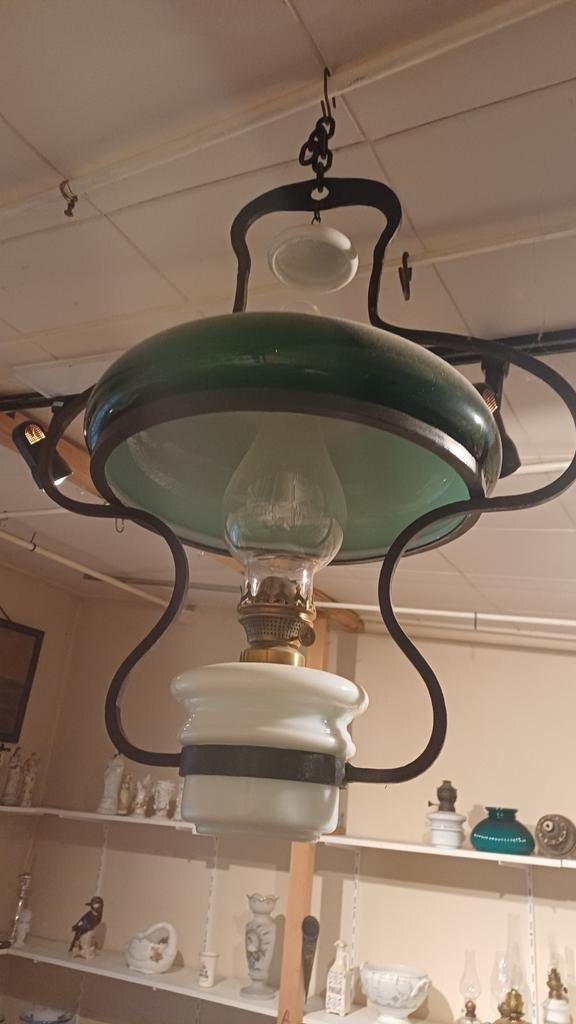Luchter olielamp te Kalmthout, Antiek en Kunst, Antiek | Verlichting, Ophalen