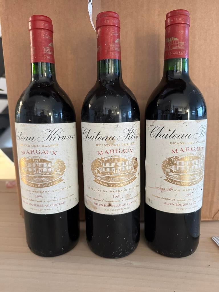 3 x Château Kirwan 1994, Collections, Vins, Enlèvement, Comme neuf