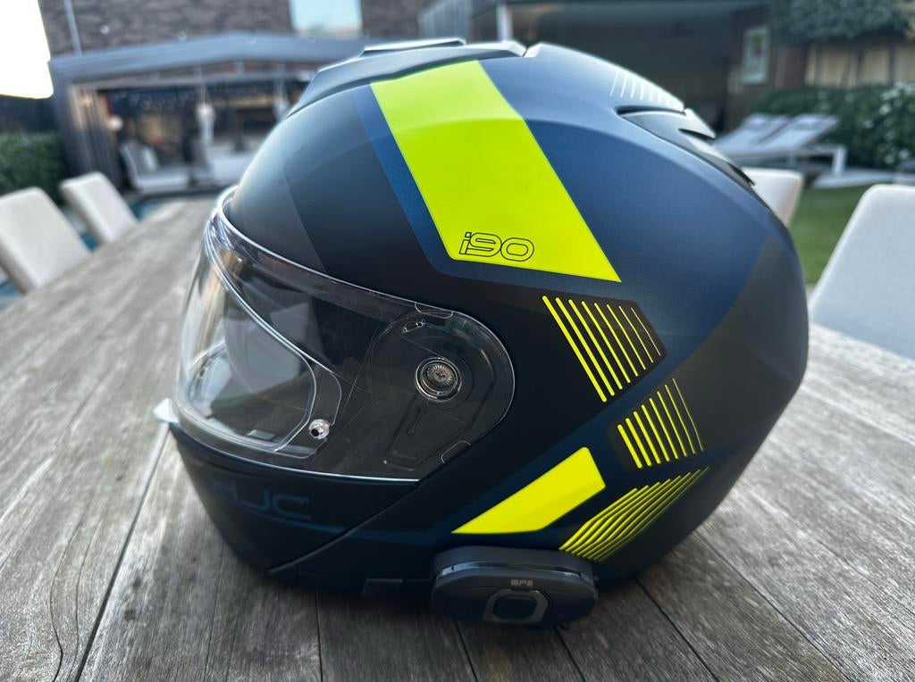 HJC i90 systeemhelm + Sena SF2 intercom – maat L, Motoren, Kleding | Motorhelmen, Systeemhelm, L, HJC, Ophalen