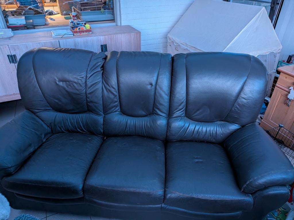 Gratis lederen driezit en eenzit, Huis en Inrichting, Zetels | Zetels, Ophalen